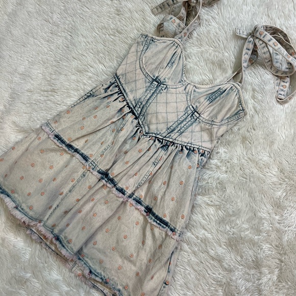 LoveShackFancy Dorna Dress Acid Wash Pink Mini Ruffle - Picture 6 of 9